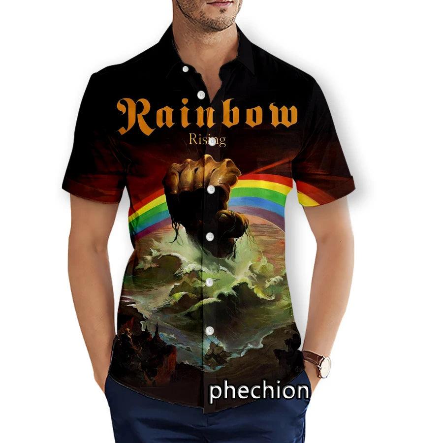 Rainbow Hawaiian Mens Short Sleeve Rock 3D Printed Casual Shirts Fashion Streetwear Men Tops X12 - Lizard Vigilante