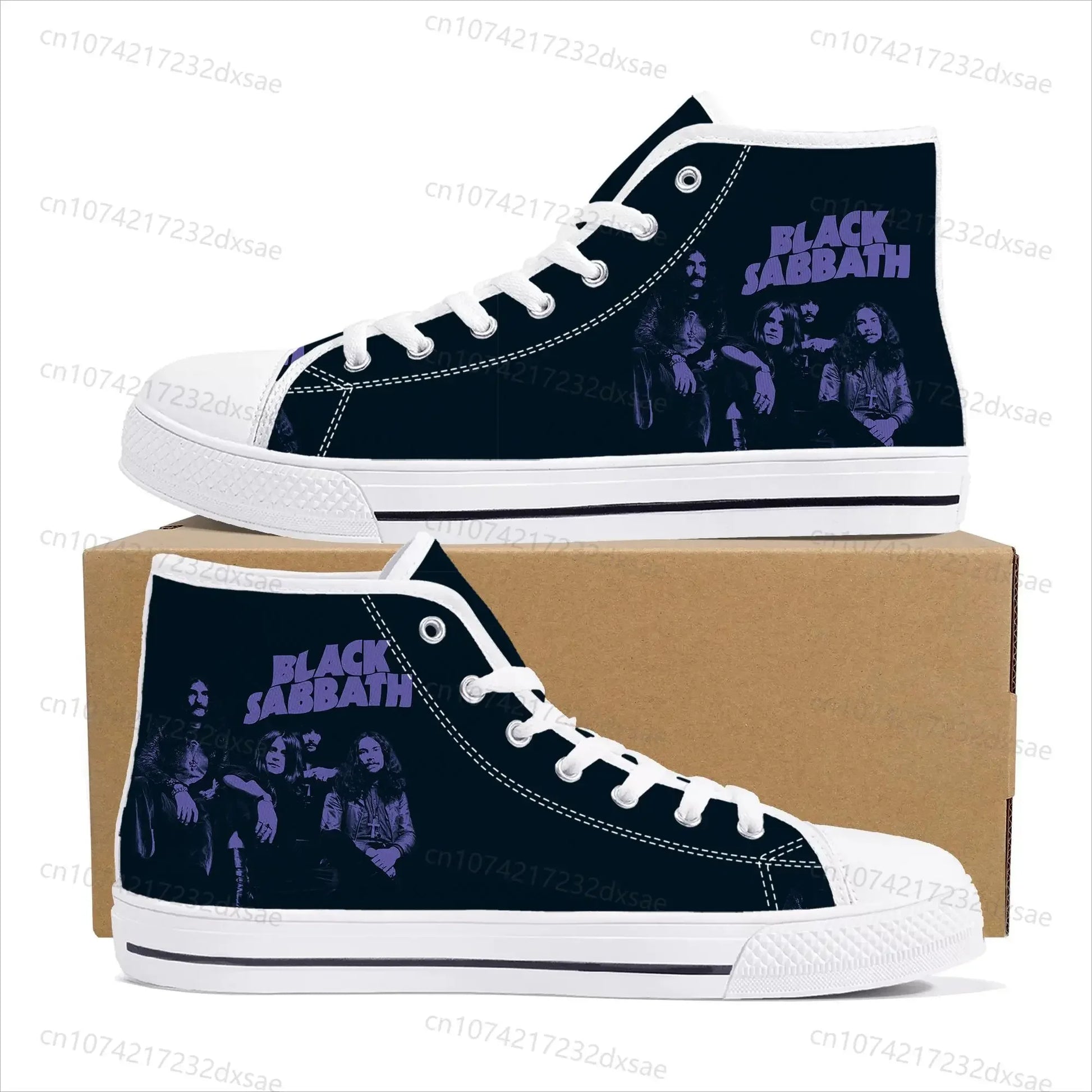 Black Heavy Metal Band Sabbath High Top High Quality Sneakers Men Women Teenager Canvas Sneaker Casual Couple Shoes Custom Shoes - Premium  from Lizard Vigilante - Just $42.99! Shop now at Lizard Vigilante