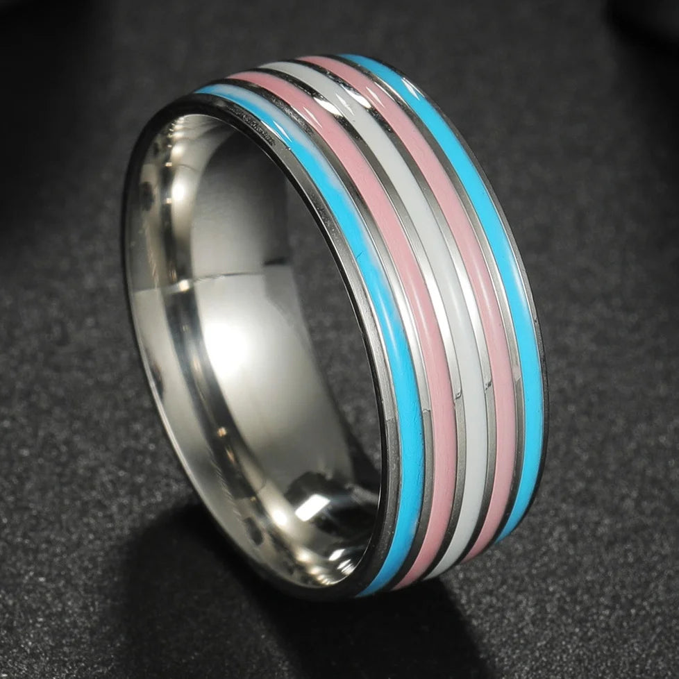 Top Band Mechanical Wheel Rock Gear Ring: 8mm Stainless Steel Comfort Fit Jewelry for Men & Women