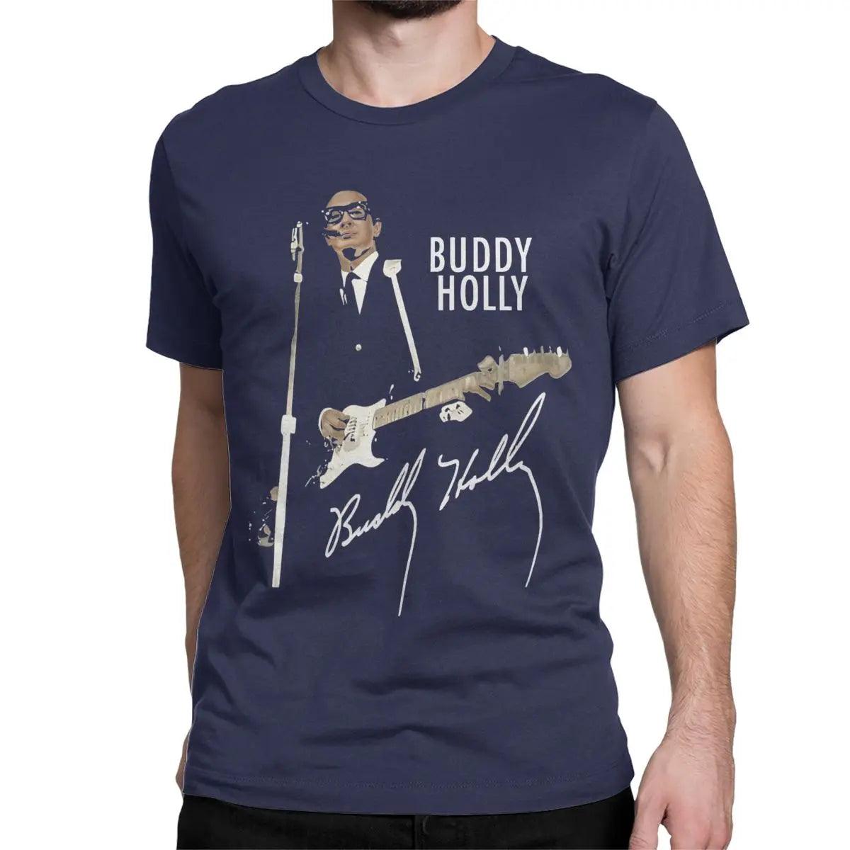 Buddy Holly Rocker Men Women T Shirts Rock Leisure Tee Shirt Short Sleeve Round Collar T-Shirts 100% Cotton Gift Idea Clothes - Lizard Vigilante