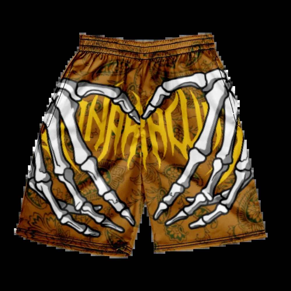 2024 Summer Classic Skull Beach Short Pants New Fashion Skeleton Hand Print Men Women Gym Shorts Quick Drying Trunks Ice Shorts - Lizard Vigilante