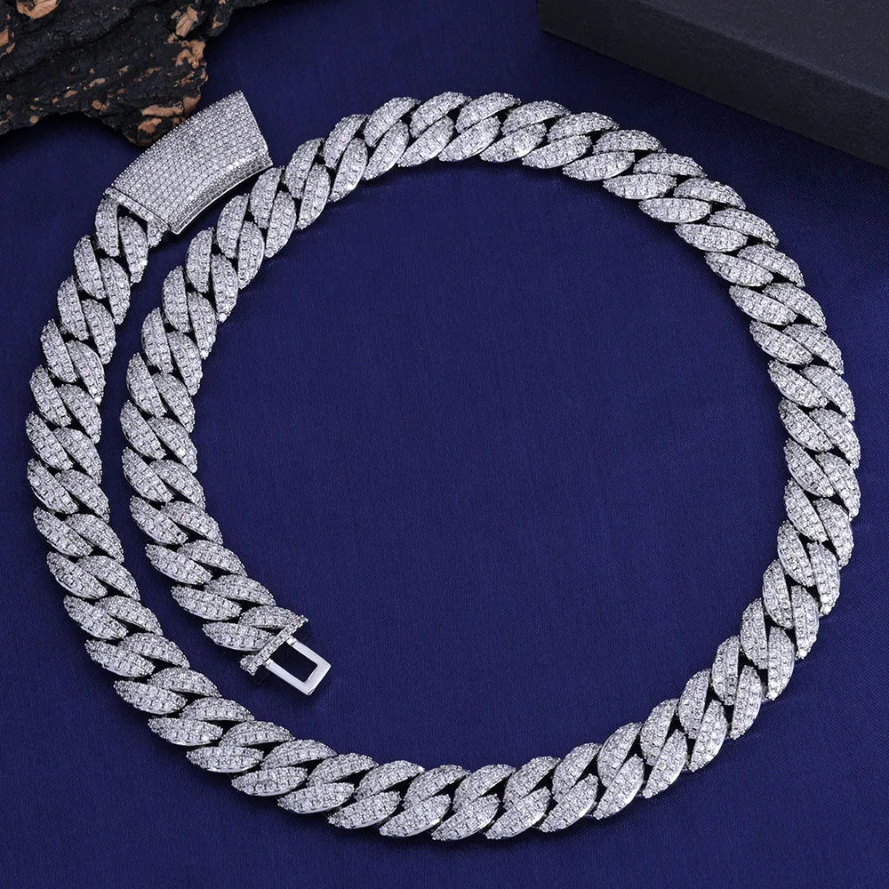 13mm Cuban Link Chain Necklaces Iced Out Miami Cuban Chain for Man Women Iced Out Shiny Inlaid Zircon Hip Hop Jewelry
