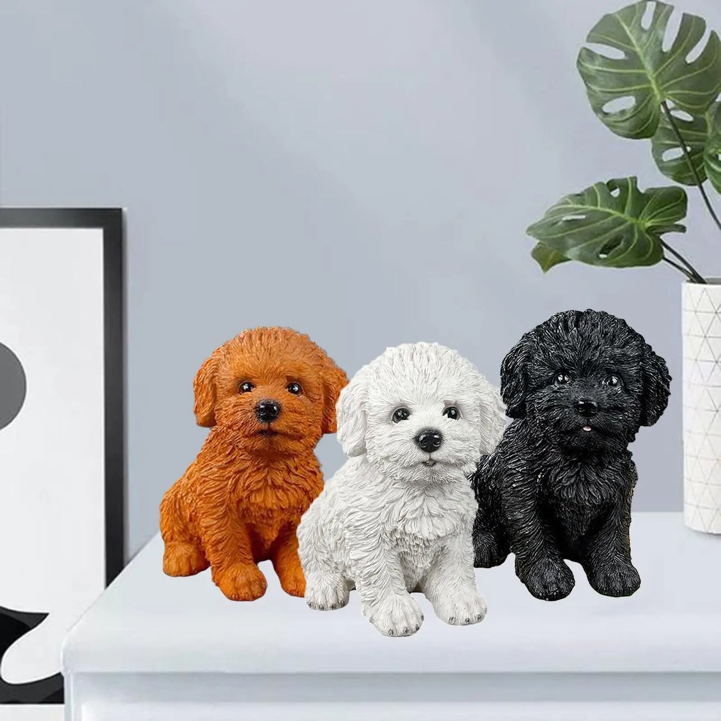 Creative Dog Figurine Statue Sculpture Crafts Collection for Living Room Desktop Office Decor Ornament Kids Gift