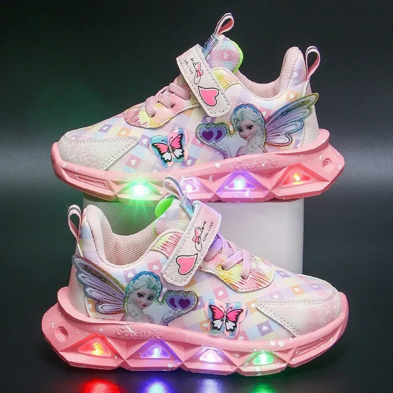 Pink Elsa Princess LED Lighting Sneakers for Baby Girls - Premium Sneakers from Lizard Vigilante - Just $28.88! Shop now at Lizard Vigilante