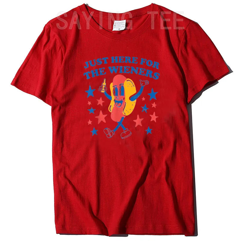 I'm Just Here for The Wieners Hot Dog 4Th of July T-Shirt Hotdogs Fast Food Lover Graphic Tee Tops Humor Funny Americans Clothes - Premium t-shirt from Lizard Vigilante - Just $23.99! Shop now at Lizard Vigilante