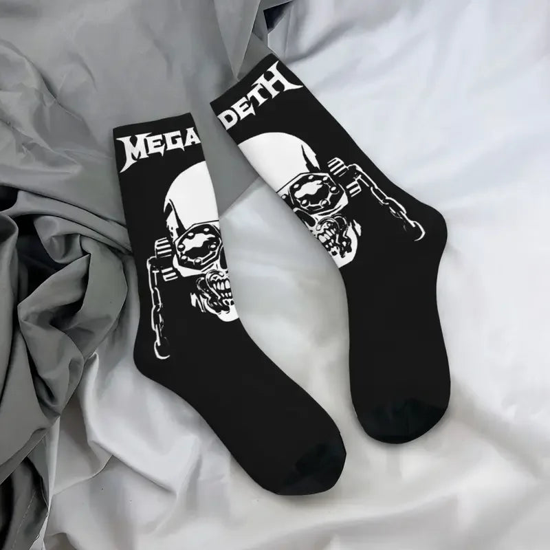 Y2K Megadeth Metal Rock Crew Socks - Unisex Soft Polyester Fashion Harajuku Middle Tube Socks - Premium socks from Lizard Vigilante - Just $17.88! Shop now at Lizard Vigilante