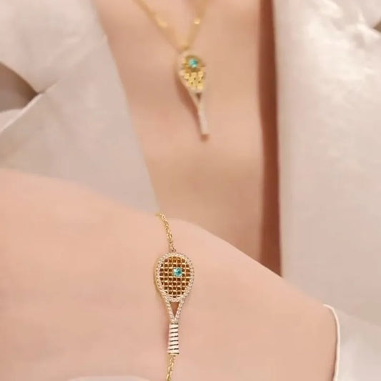 "RACKET TO HELL" – ZOCA 925 Silver Gold-Plated Badminton Bracelet for Loud Souls | Sport-Chic Metal Charm for Rule-Breakers Who Serve HARD - Premium Bracelet from dsers - Just $183.99! Shop now at Lizard Vigilante