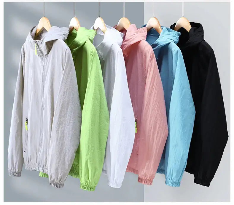 2023 Summer Men's Windbreaker Big Size Sun Protection Clothing Korean Style Ultra-thin Streetwear Zipper Hooded Jackets Man