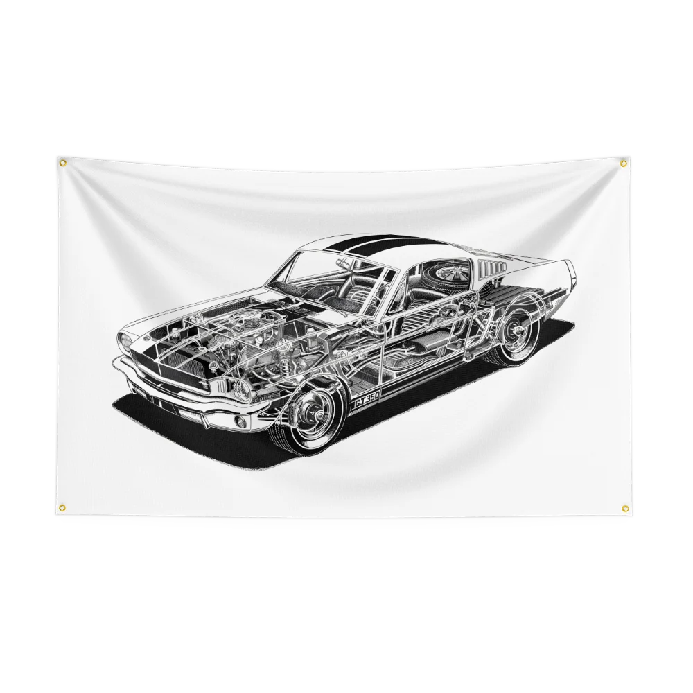 Retro American Muscle Racing Car Flag - Polyester Printed Decoration Banner Tapestry - Premium flag from Lizard Vigilante - Just $15.99! Shop now at Lizard Vigilante