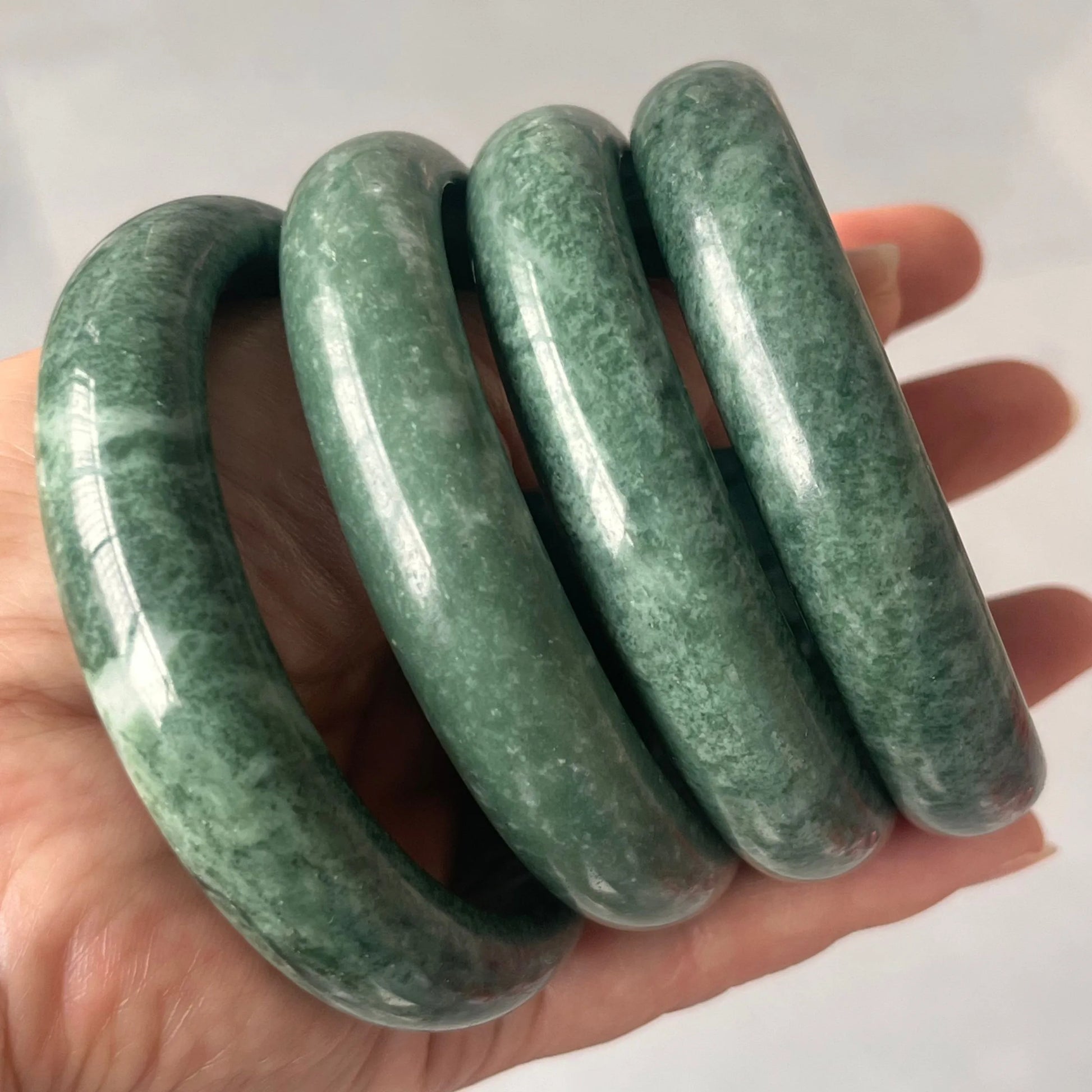 Natural Green Jade Bangle - Genuine Myanmar Jadeite Healing Gemstone Bracelet for Women, Classic Round Fine Jewelry - Premium Bracelet from Lizard Vigilante - Just $19.88! Shop now at Lizard Vigilante