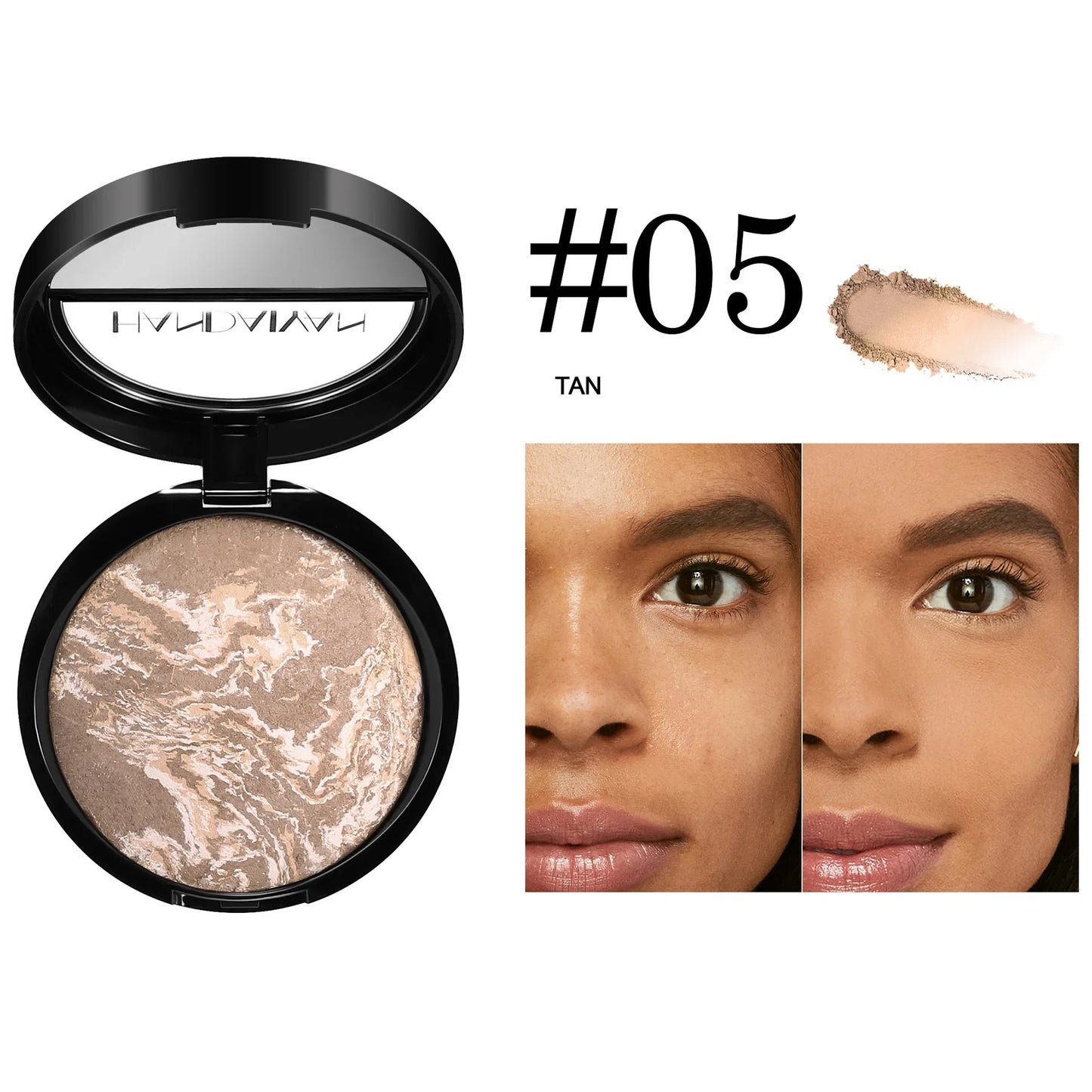 7 Colors Baked Duo Powder Matte Finishing Face Foundation Setting Powder Compact Waterproof Full Coverage Makeup Setting Base