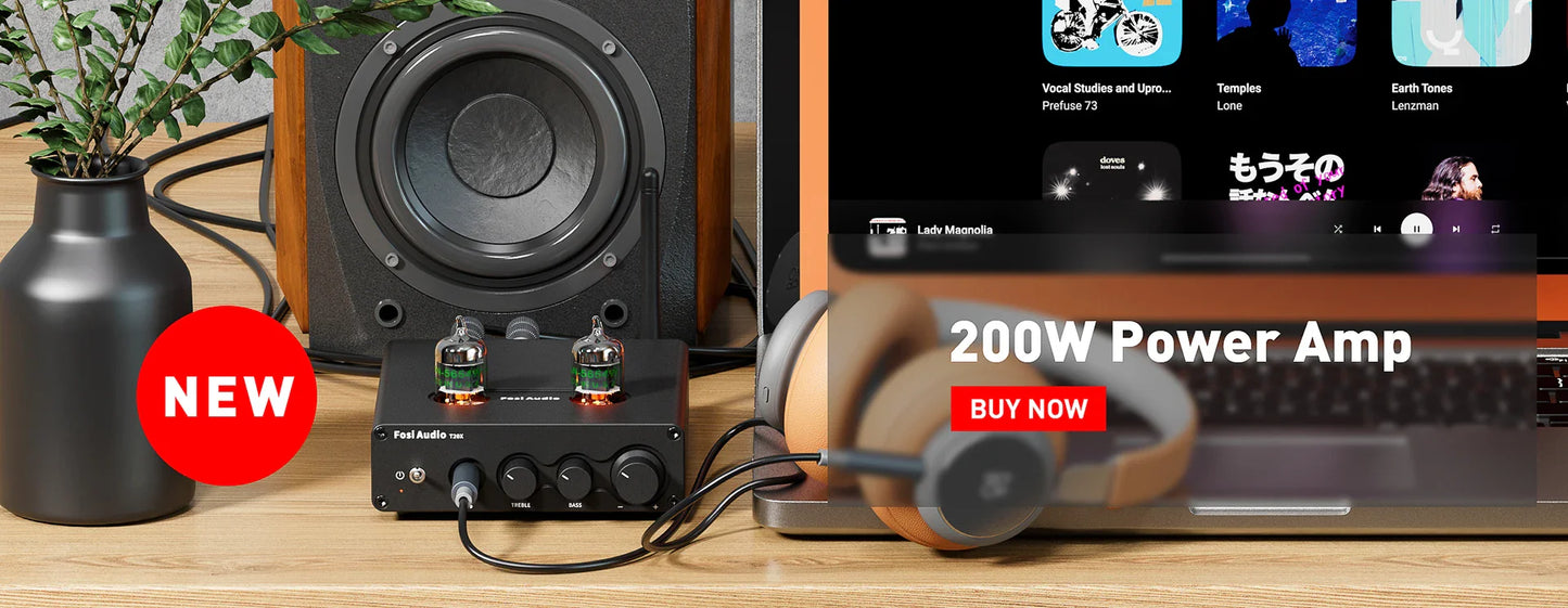 Fosi Audio Phono Preamp for Turntable Phonograph Preamplifier With 5654W Vacuum Tube Amplifier HiFi BOX X4