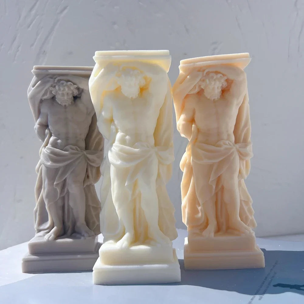 Atlant Statue Silicone Mold Unique Bust Sculpture Soy Wax Candle Mould Greek Mythology Home Decor