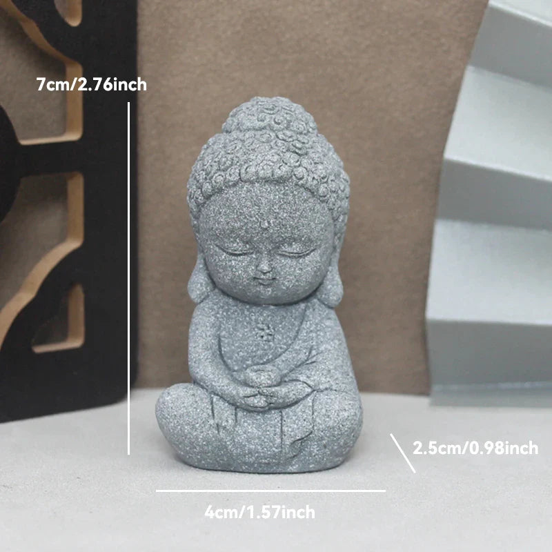Buddha Stone Statue Little Buddhist Monks Tibetan Buddhism Figurines Zen Garden Ornament Meditation Home Aquarium Decoration