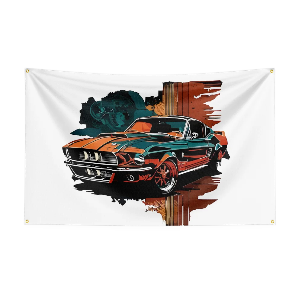 Retro American Muscle Racing Car Flag - Polyester Printed Decoration Banner Tapestry - Premium flag from Lizard Vigilante - Just $15.99! Shop now at Lizard Vigilante