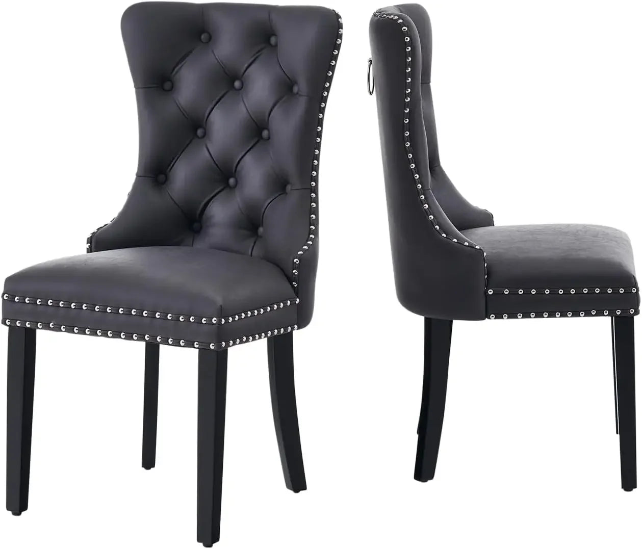 Luxury Velvet Dining Chairs Set of 6 | Tufted Button Back with Ring Pull Trim - Premium dining chair from Lizard Vigilante - Just $558.99! Shop now at Lizard Vigilante