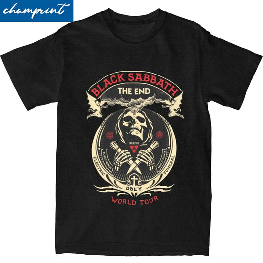 Black Sabbaths The End T-Shirt Men's Cotton Top Tee Retro Rock Band Crewneck Short Sleeve - Premium T-shirt from Lizard Vigilante - Just $23.88! Shop now at Lizard Vigilante