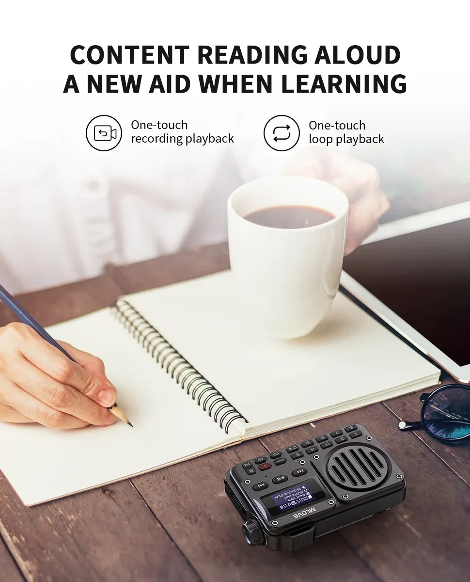 MLOVE BV800 Super-Portable Bluetooth Speaker with FM Radio,LCD Screen Display, Antenna, AUX Input, USB Disk, TF Card, MP3 Player