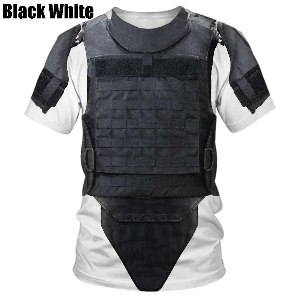 Men's Bulletproof Vest Printed 3d T Shirt Casual Short Sleeve Round Neck Tees Funny Personality Men Oversized - Lizard Vigilante