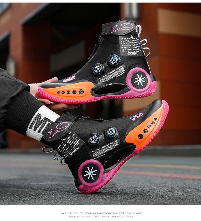 Brand Hip-hop Sneakers Men High-top Men Basketball Shoes Kids Women Designer Basket Boots Fashion Street Style Sports Shoes Male - Premium  from Lizard Vigilante - Just $66.99! Shop now at Lizard Vigilante