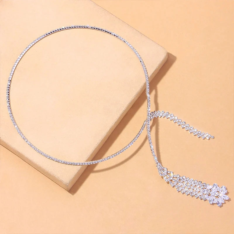 Stonefans Luxury Zircon Pendant Choker Jewelry Clavicle Chain for Women Korean Fashion Crystal Jewelry Necklace y2k Accessories - Premium  from Lizard Vigilante - Just $9.99! Shop now at Lizard Vigilante