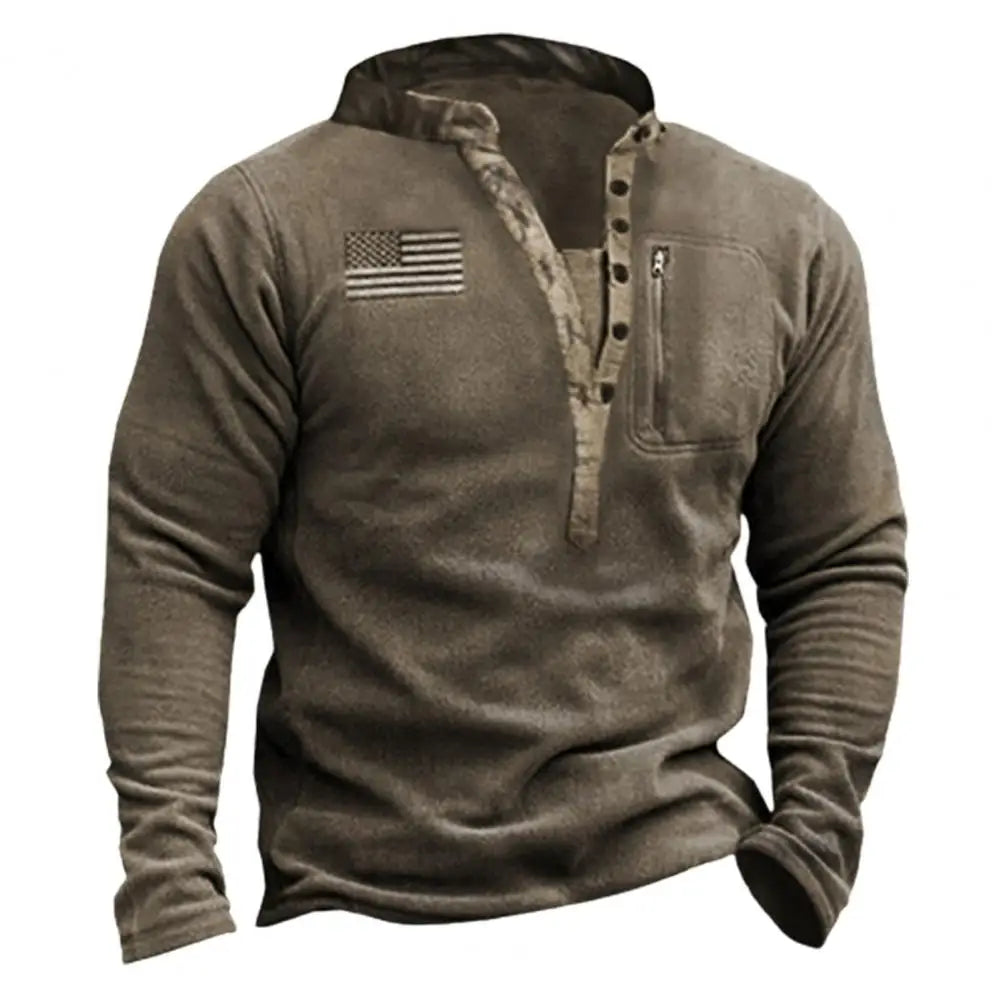 American Flag Men's Sweatshirt Retro USA Style V Neck Zipper Fleece Sweatshirt Casual Training Hoodie Sports Sweatshirt - Premium Sweatshirt from Lizard Vigilante - Just $42.99! Shop now at Lizard Vigilante