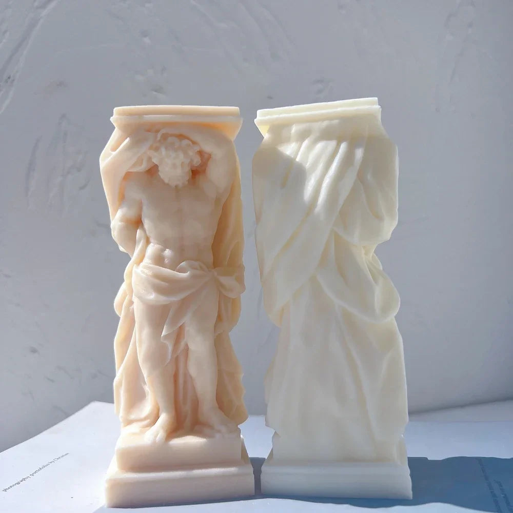 Atlant Statue Silicone Mold Unique Bust Sculpture Soy Wax Candle Mould Greek Mythology Home Decor