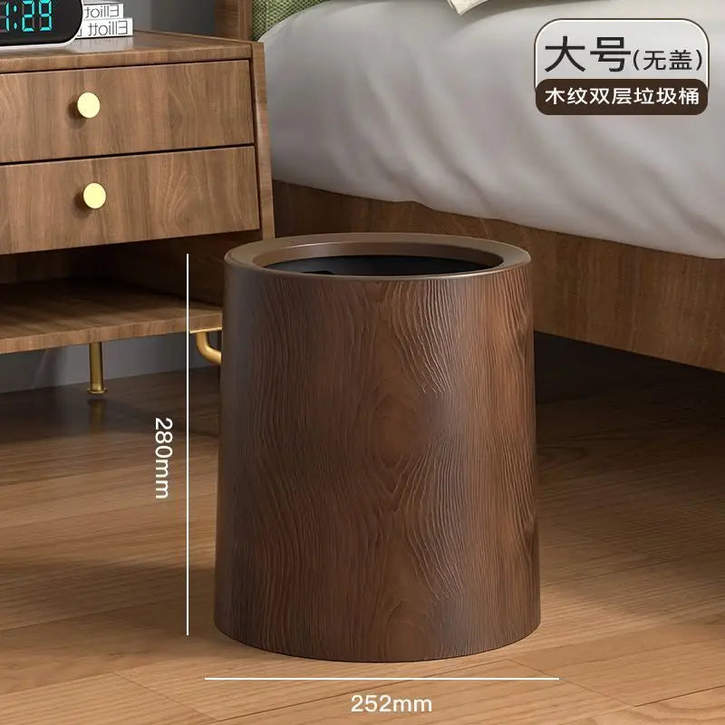 Large Wooden Trash Can for Office Living Room Bathroom Home Kitchen Vintage Retro Waste Bin