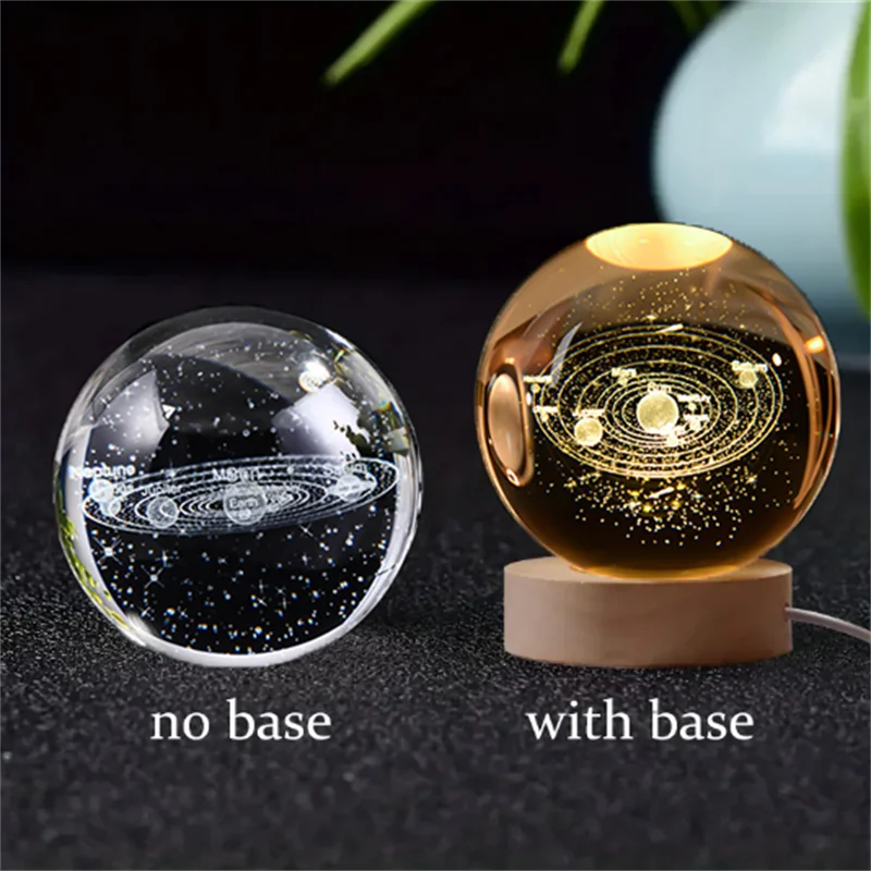 3D Crystal Planet Night Light – Laser Engraved Solar System Globe, 6cm Astronomy Crystal Ball for Home Decor & Unique Birthday Gift - Premium night light from Lizard Vigilante - Just $19.99! Shop now at Lizard Vigilante