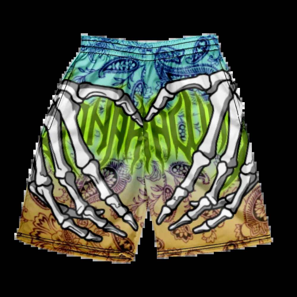 2024 Summer Classic Skull Beach Short Pants New Fashion Skeleton Hand Print Men Women Gym Shorts Quick Drying Trunks Ice Shorts - Lizard Vigilante