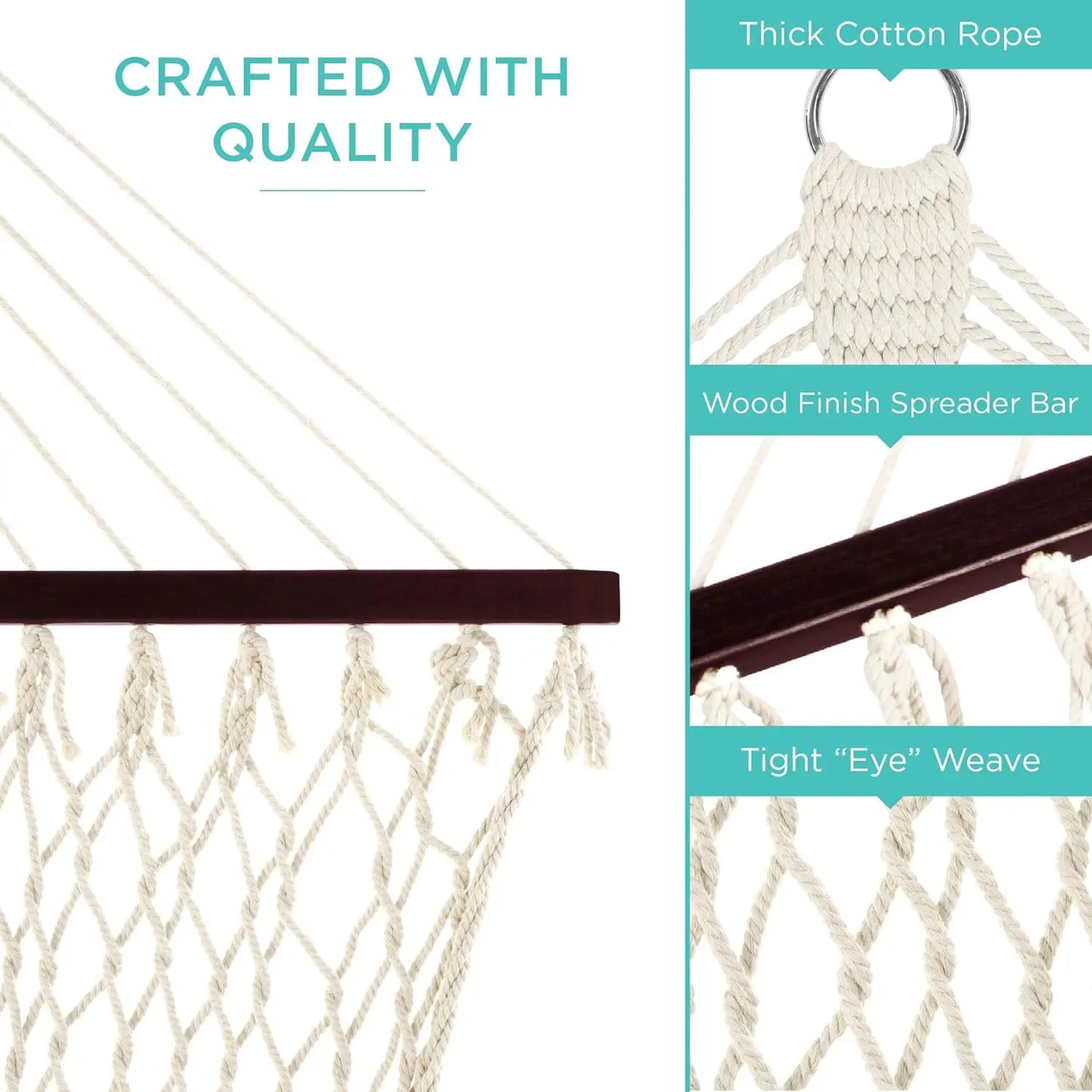 Best Choice Products 2-Person Double Hammock, Outdoor Woven Cotton Rope Hammocks for Backyard, Patio w/Spreader Bars, Carrying - Premium  from Lizard Vigilante - Just $86.99! Shop now at Lizard Vigilante