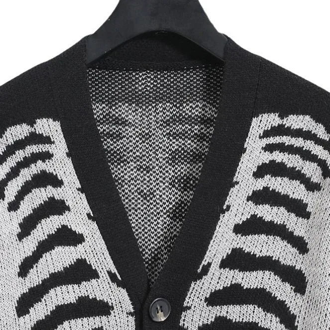 Men's Plus Size Knitted Jacquard Cardigan - Casual Winter Sweater with Skull Pattern - Premium cardigan sweater from Lizard Vigilante - Just $46.88! Shop now at Lizard Vigilante