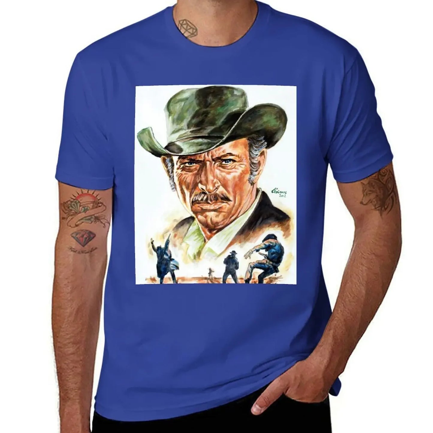 Lee Van Cleef Graphic Portrait T-Shirt | Men's Anime-Inspired Designer Short Sleeve Tee - Premium T-shirt from Lizard Vigilante - Just $24.99! Shop now at Lizard Vigilante