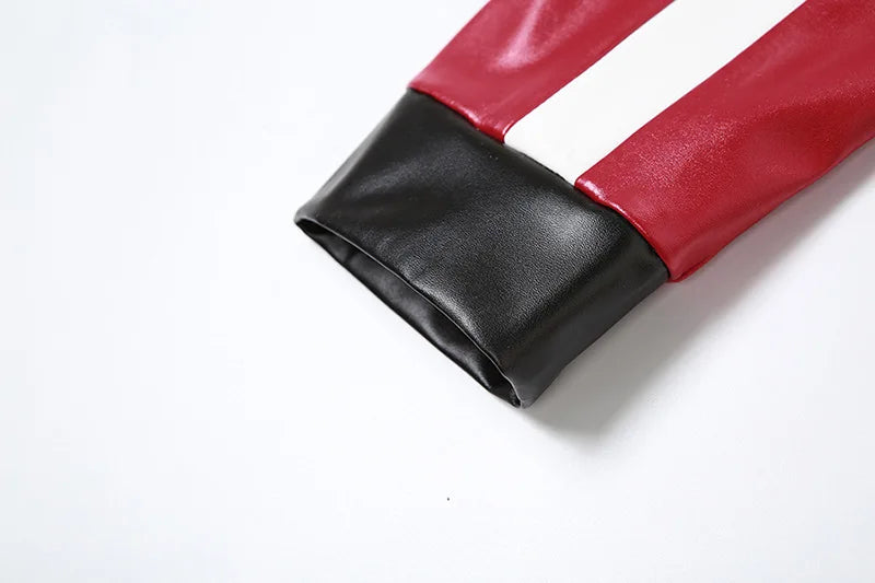 Crop Top Women's Leather Jacket Moto Biker Style Number Print Women's Jacket Fashion Outerwears Women's Moto Biker Zipper Jacket - Premium  from Lizard Vigilante - Just $58.99! Shop now at Lizard Vigilante