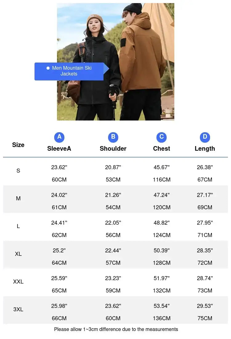 Autumn Men's Mountain Ski Jackets Outdoor Windbreaker Hiking Hooded Coats for Men Climbing Waterproof Jackets Raincoat Clothing