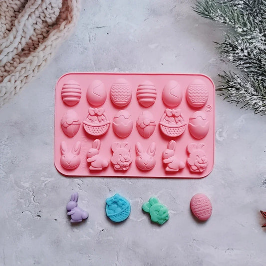 Easter Silicone Mold Cake Chocolate Cookie Baking Mould Rabbit Colored Holiday Decoration Kitchen Bakeware
