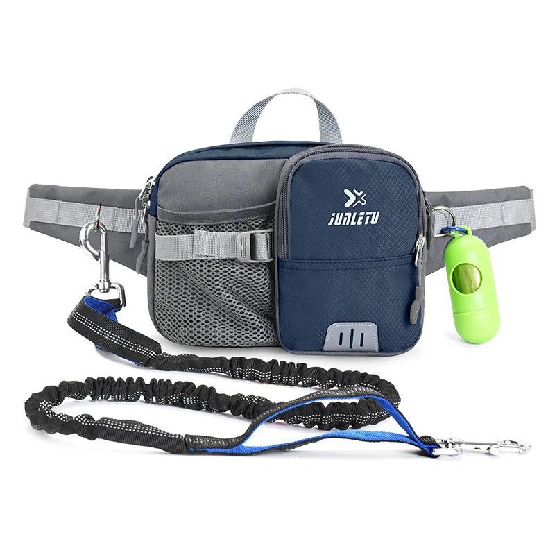 Retractable Hands Free Dog Leash with Adjustable Waist Bag Phone Pouch Water Bottle Holder Reflective for Running Walking - Premium leash from Lizard Vigilante - Just $32.99! Shop now at Lizard Vigilante