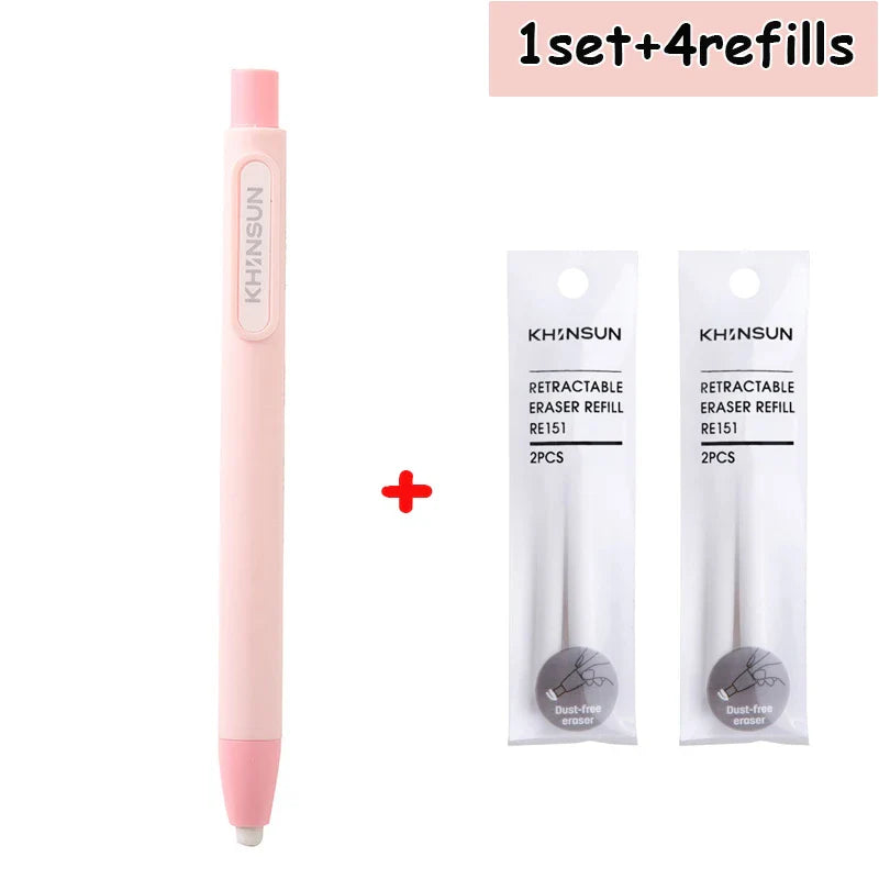 Retractable Pencil Eraser Pencil Rubber Eraser Correction Supplies Writing Correction School Stationery Office Supplies