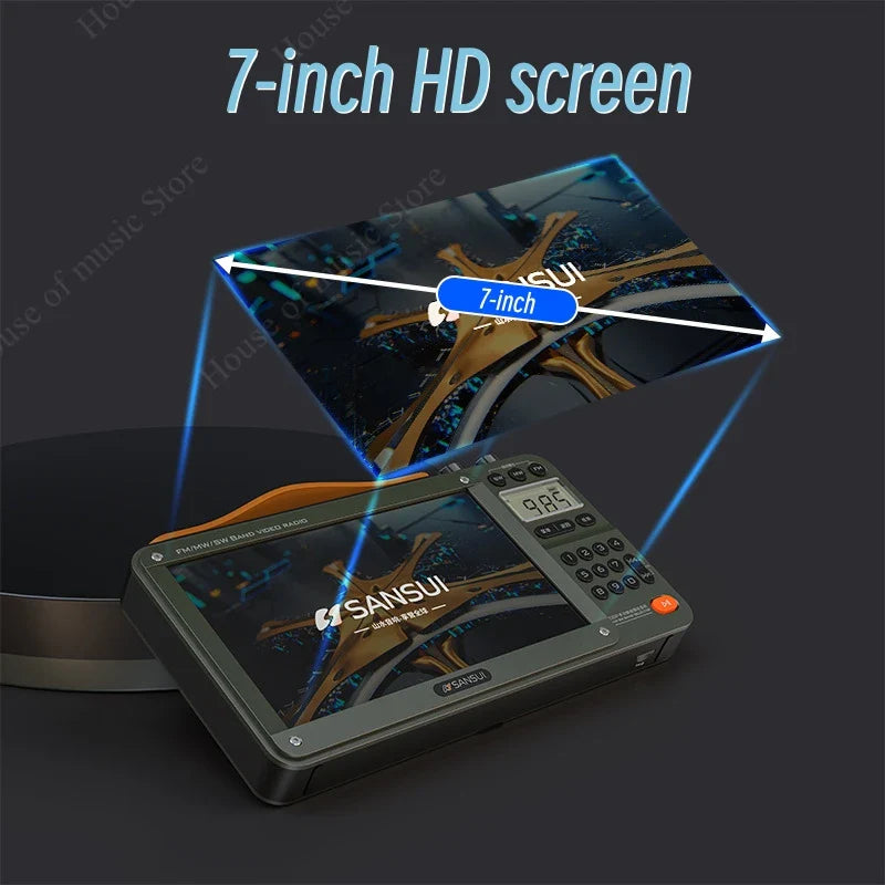 SANSUI Wireless Bluetooth Speakers Home Full-band Radio LED HD Video Player Portable MP4 Walkman Built-in Rechargeable Battery