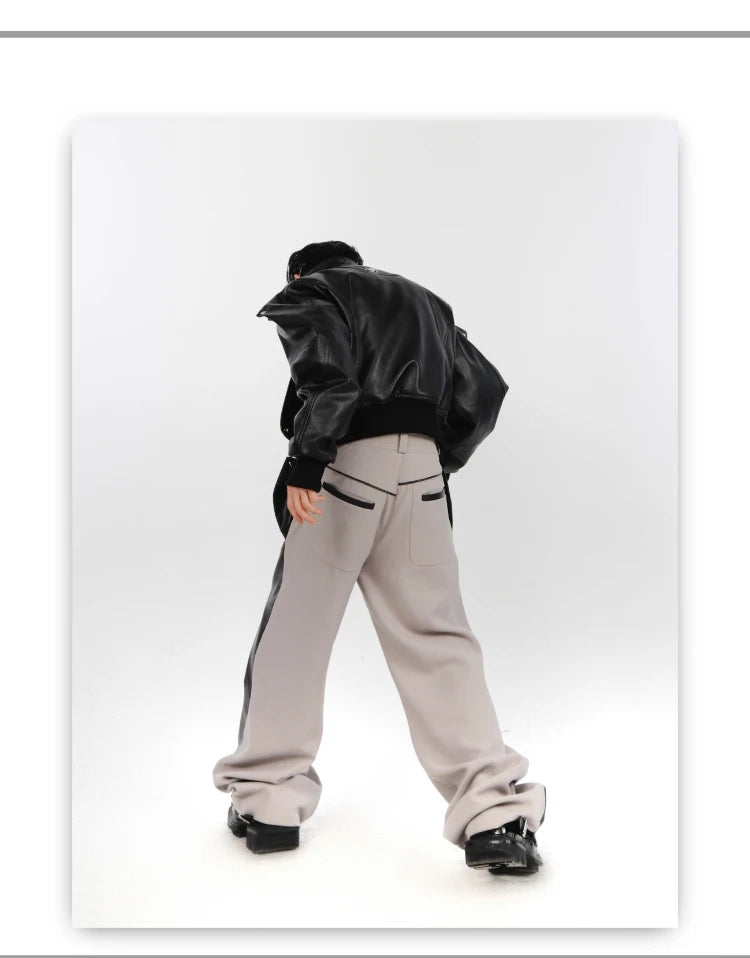 Patchwork Leather Combat Trousers – Mauroicardi Black & Toxic Green High-Waist Men’s Street Pant for Chaos & Club Damage - Premium pants from dsers - Just $159.99! Shop now at Lizard Vigilante