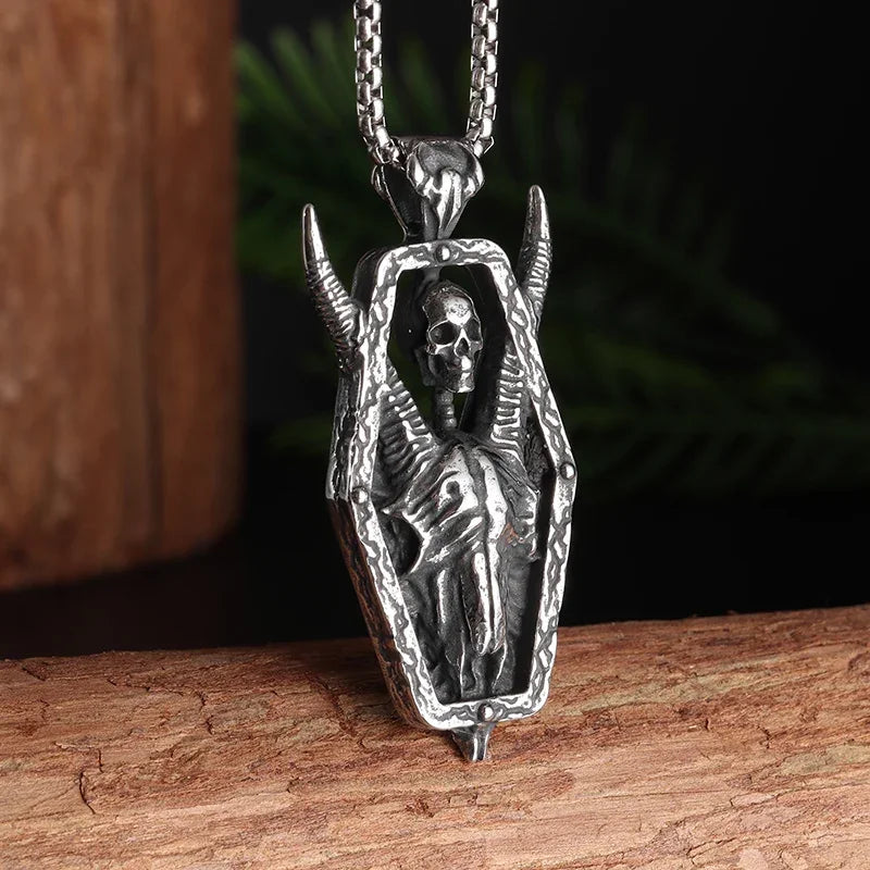 Vintage Lucifer Demon Ram Necklace – Gothic Satanic Pendant for Men – Eye of Truth Punk Party Jewelry - Premium pendant from Lizard Vigilante - Just $16.66! Shop now at Lizard Vigilante