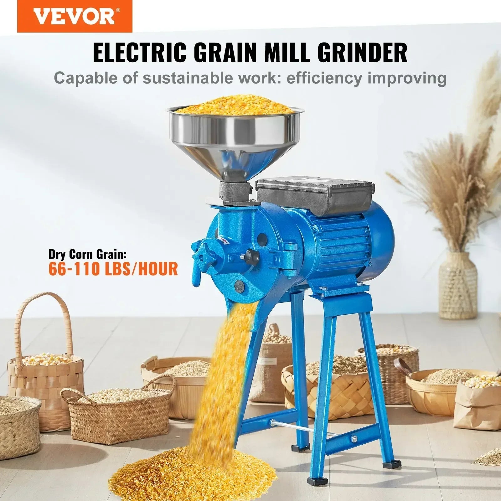 VEVOR 1500W Electric Grain Grinder – Commercial Spice, Corn, Flour, and Wheat Grinder with Funnel – Dry and Wet Grinding for Home & Business Use - Premium herb grinder from dsers - Just $420! Shop now at Lizard Vigilante