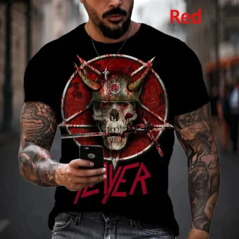 Slayer 3D Printed Men's Casual Hip Hop Crew Neck T-Shirt - Premium T-Shirt from Lizard Vigilante - Just $23.99! Shop now at Lizard Vigilante