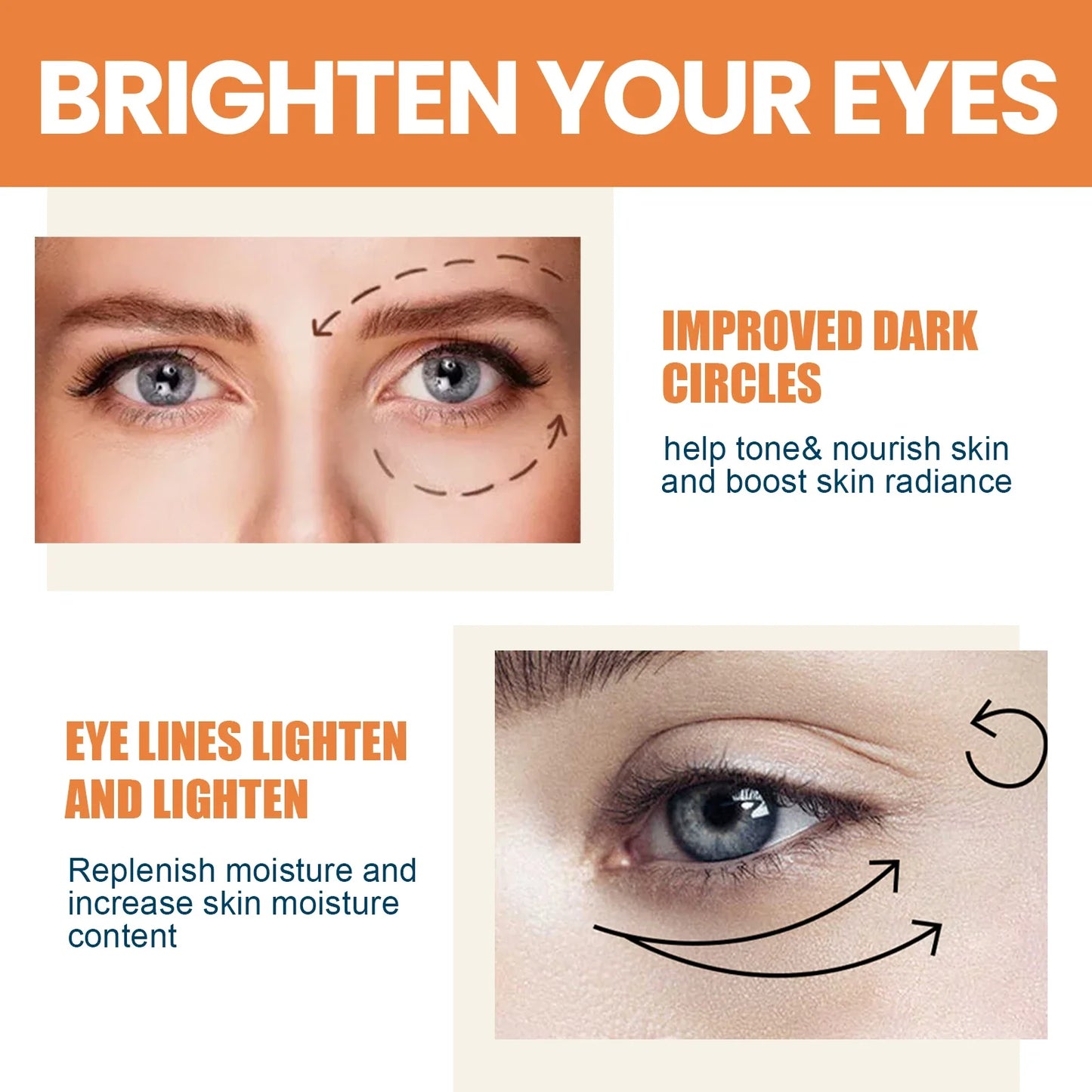 Vitamin C Eye Cream Stick Anti-Wrinkle Moisturizing Balm Eye Bag Removal Dark Circles Reduce Fine Lines Anti Puffiness Eye Cream