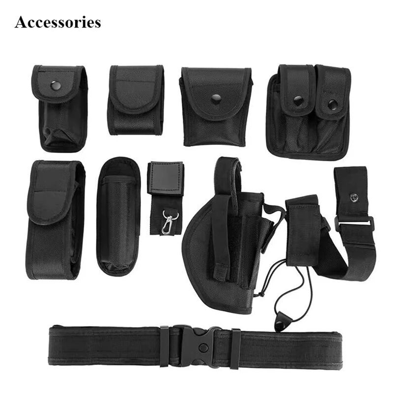 Adjustable Tactical Waist Support Police Duty Utility Belts With Pouch 10 pcs Military Training Guard Duty Belt - Premium  from Lizard Vigilante - Just $16.99! Shop now at Lizard Vigilante