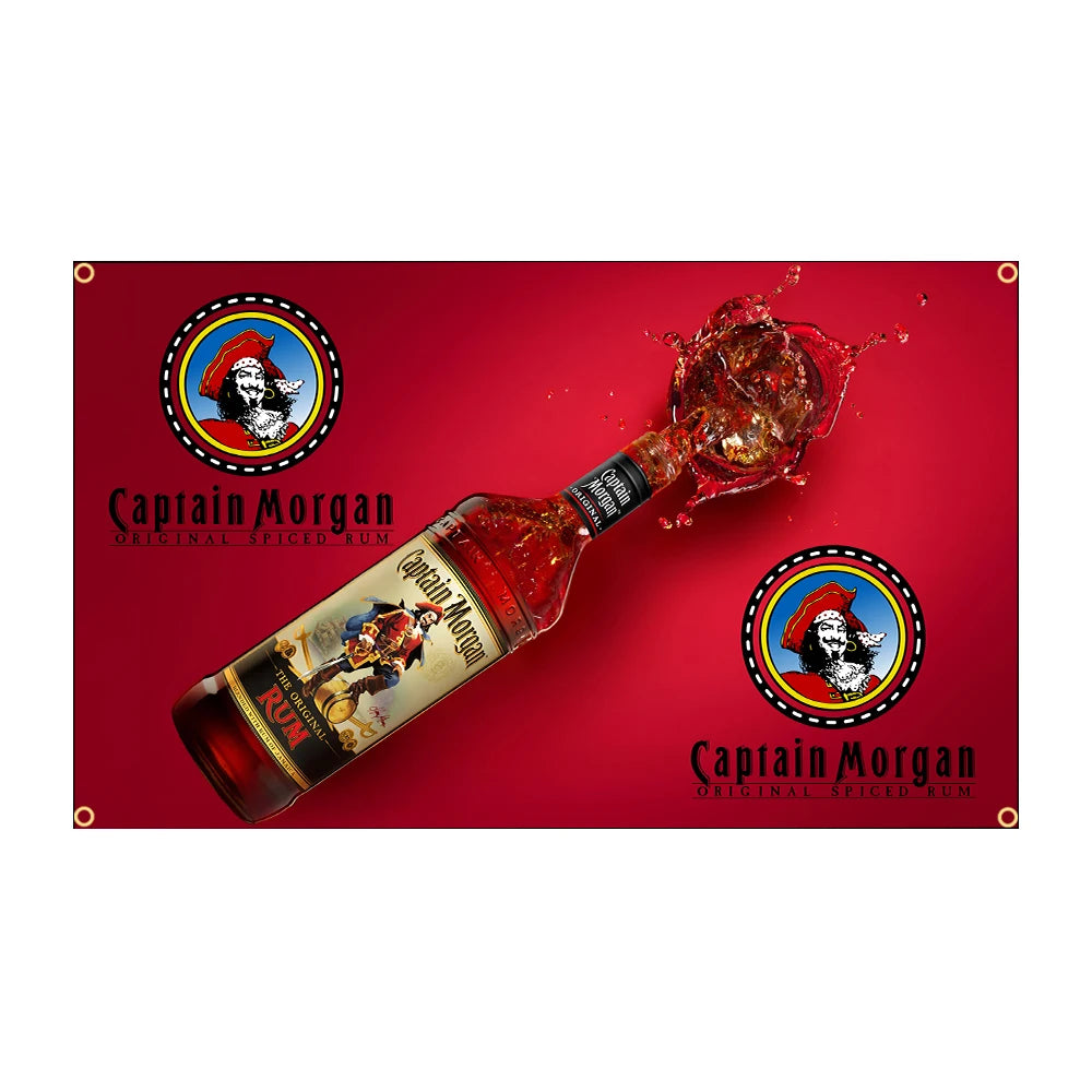 Captain Morgan Rum Flag 3x5 Ft - 90x150cm Printed Polyester Banner for Wall Decor, Parties, and Bars - Premium flag from Lizard Vigilante - Just $11.99! Shop now at Lizard Vigilante