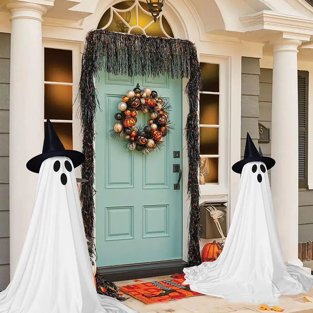 Lighted Spooky Ghost Decor Scary Standing Ghost with LED String Lights Home Porch Garden Yard Lawn Party Halloween Decorations