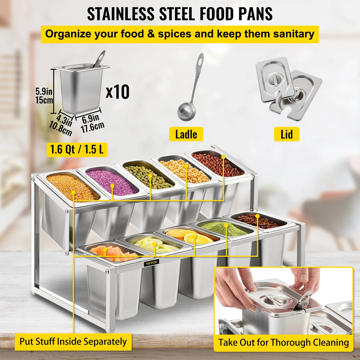 VEVOR Expandable Spice Rack Organizer – Adjustable Stainless Steel Shelf for Sauces, Ingredients & Fruits – Heavy Duty Kitchen Storage with 33 lbs Load Capacity - Premium spice rack from Lizard Vigilante - Just $199.88! Shop now at Lizard Vigilante