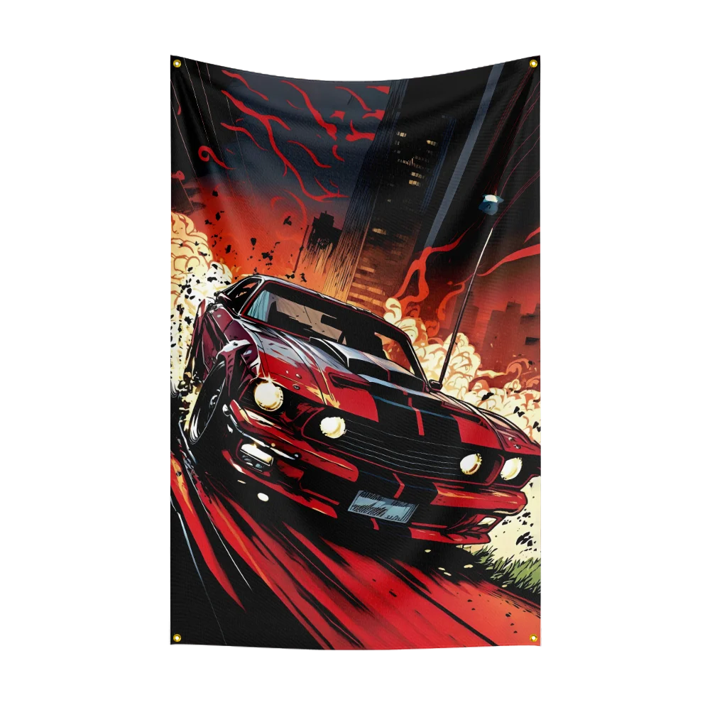 Retro American Muscle Racing Car Flag - Polyester Printed Decoration Banner Tapestry - Premium flag from Lizard Vigilante - Just $15.99! Shop now at Lizard Vigilante