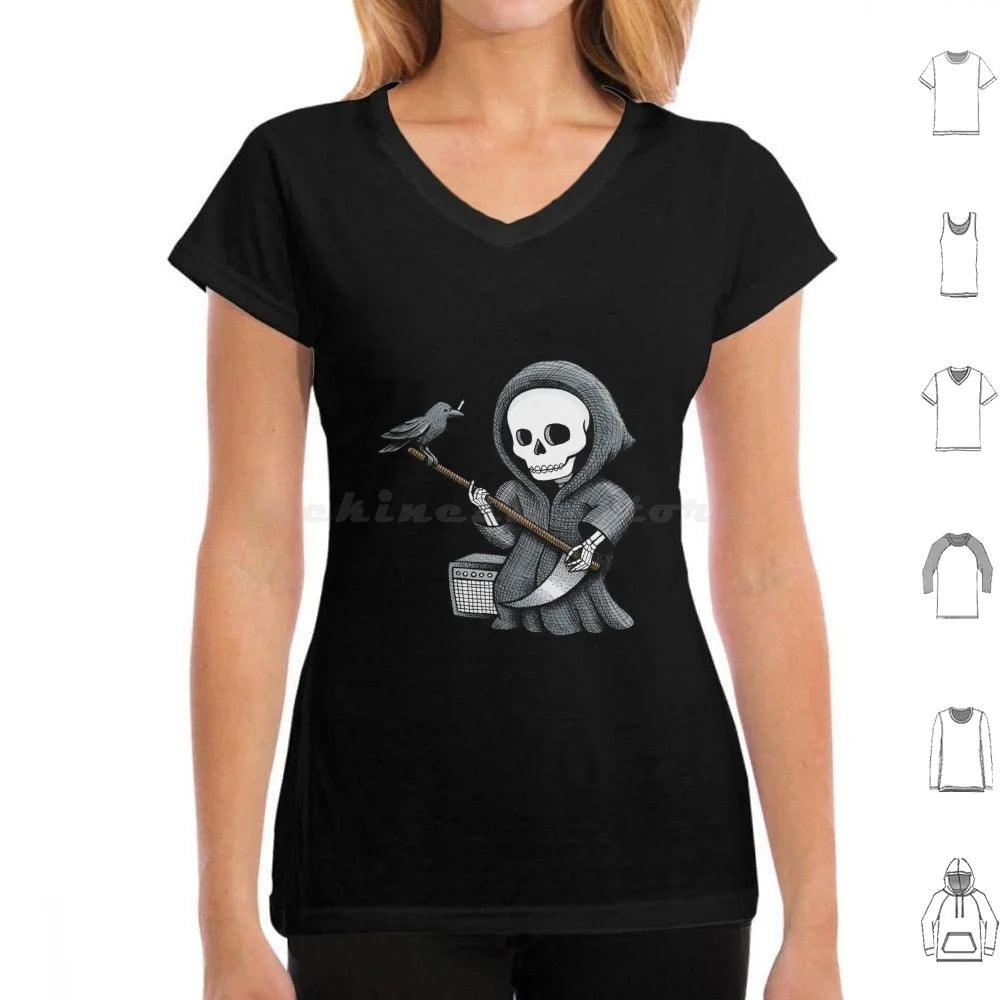 Death Metal T Shirt Cotton Men Women Diy Print Skull Halloween Skeleton Grim Reaper Crow Guitar Music And Roll Metal Band Scary - Premium T-Shirt from Lizard Vigilante - Just $24.99! Shop now at Lizard Vigilante